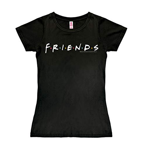 Logoshirt® Friends I Logo I Schriftzug I T-Shirt Print I Damen I kurzärmlig I schwarz I Lizenziertes Originaldesign I Größe M von Logoshirt