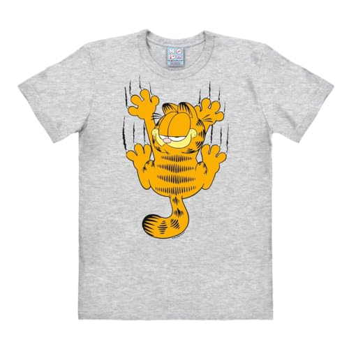 Logoshirt® Garfield I Scratches | T-Shirt Print | Damen & Herren | kurzärmlig | grau-meliert | Lizenziertes Originaldesign | Größe XXL von Logoshirt