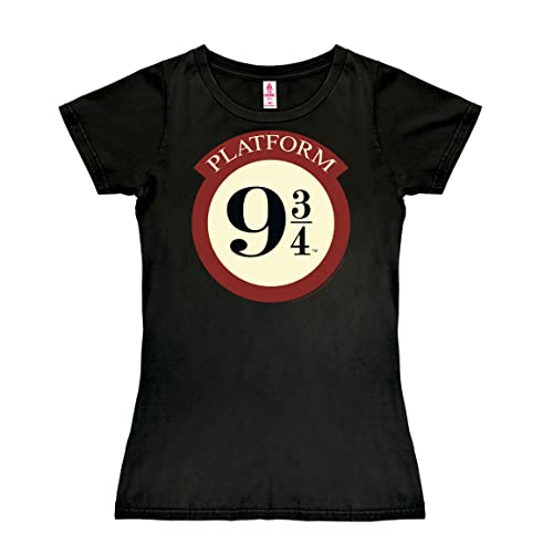 Logoshirt®Harry Potter I Hogwarts Express I Gleis 9 3/4 I T-Shirt Print I Damen I kurzärmlig I schwarz I Lizenziertes Originaldesign I Größe M von Logoshirt