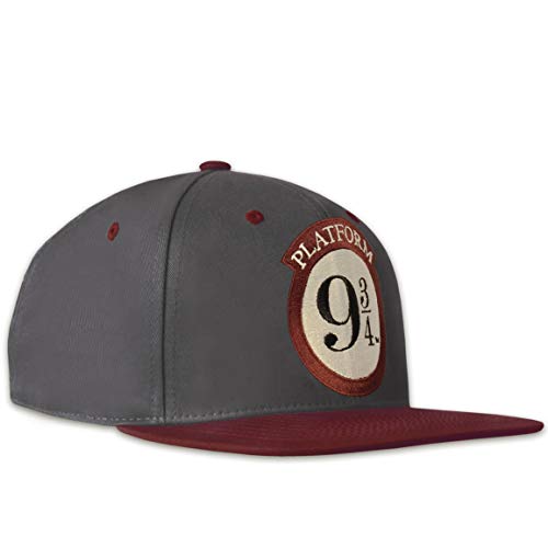 Logoshirt®️ Harry Potter I Hogwarts Express I Gleis 9 3/4 I Logo I Snapback Cap I Kappe I Damen & Herren I Bestickt I verstellbar I grau/dunkelrot I Lizenziertes Originaldesign von Logoshirt
