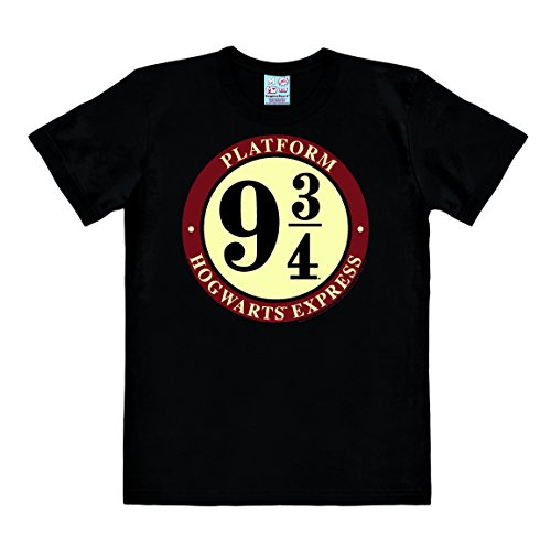 Logoshirt® Harry Potter I Hogwarts Express I Gleis 9 3/4 I Logo I T-Shirt Print I Damen & Herren I kurzärmlig I schwarz I Lizenziertes Originaldesign I Größe M von Logoshirt