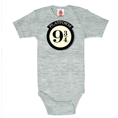 Logoshirt® Harry Potter I Platform 9 3/4 I Logo I Baby Body Print I Kurzarm I Kleinkind I Mädchen & Jungen I grau I Lizenziertes Originaldesign I Größe 74/80 von Logoshirt