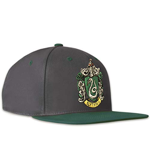 Logoshirt®️ Harry Potter I Slytherin I Logo I Snapback Cap I Kappe I Damen & Herren I Bestickt I verstellbar I grau/grün I Lizenziertes Originaldesign von Logoshirt