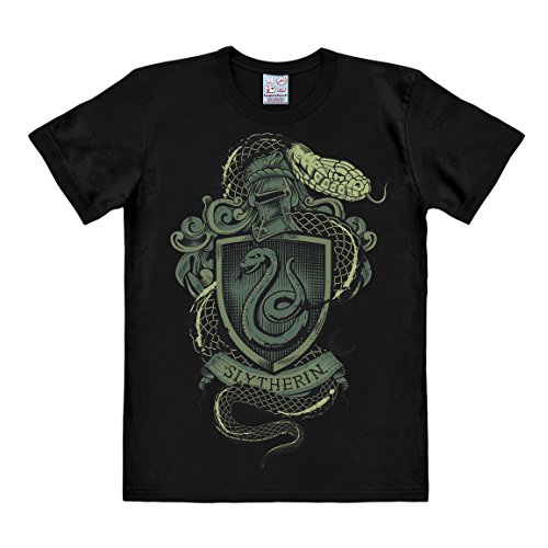 Logoshirt® Harry Potter I Slytherin I Wappen I T-Shirt Print I Damen & Herren I kurzärmlig I schwarz I Lizenziertes Originaldesign I Größe 3XL von Logoshirt