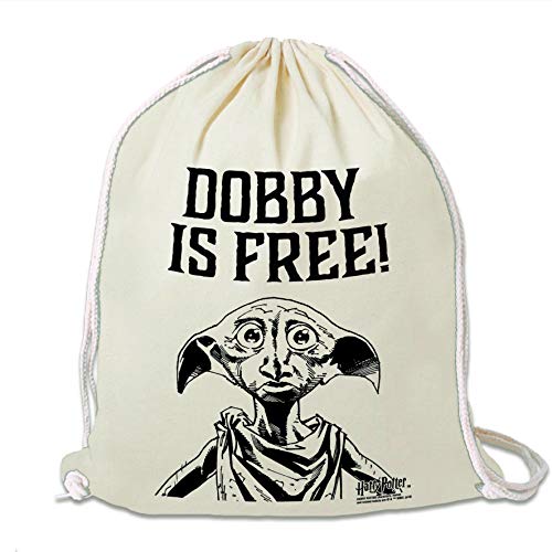 Logoshirt® Harry Potter I Dobby Is Free I Turnbeutel I Stoffbeutel I Stoffrucksack I bedruckt I natur I AZO-free I stabiler Kordelzug I Lizenziertes Design von Logoshirt