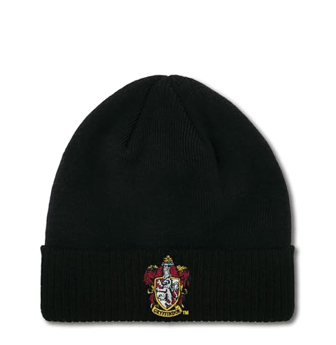 Logoshirt®️ Harry Potter I Gryffindor I Logo I Beanie I Strick-Mütze I Winter I Damen & Herren I Bestickt I schwarz I Lizenziertes Originaldesign von Logoshirt
