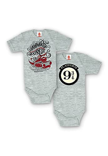 Logoshirt® Harry Potter I Hogwarts Express I Baby Body Print I 2er-Set I Kurzarm I Kleinkind I Mädchen & Jungen I grau I Lizenziertes Originaldesign I Größe 86/92 von Logoshirt