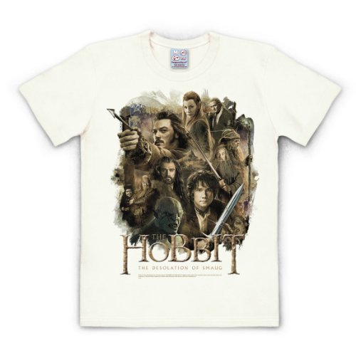 Logoshirt® Hobbit I Smaugs Einöde I T-Shirt Print I Damen & Herren I kurzärmlig I altweiss I Lizenziertes Originaldesign I Größe M von Logoshirt