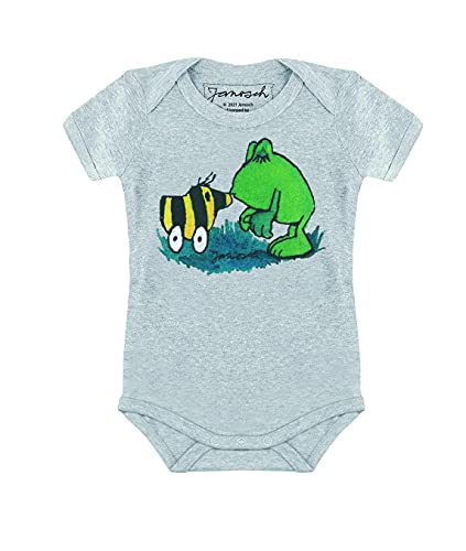 Logoshirt® Janosch I Tigerente & Kastenfrosch I Baby Body Print I Kurzarm I Kleinkind I Mädchen & Jungen I grau I Lizenziertes Originaldesign I Größe 74/80 von Logoshirt