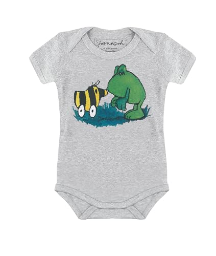 Logoshirt® Janosch I Tigerente & Kastenfrosch I Baby Body Print I Kurzarm I Kleinkind I Mädchen & Jungen I grau I Lizenziertes Originaldesign I Größe 98/104 von Logoshirt
