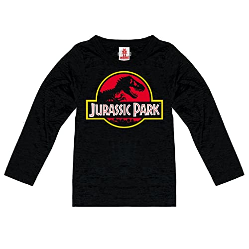 Logoshirt® Jurassic Park I T-Rex I Logo I Langarmshirt Print I Kinder I Mädchen & Jungen I langärmlig I schwarz I Lizenziertes Originaldesign I Größe 104 von Logoshirt