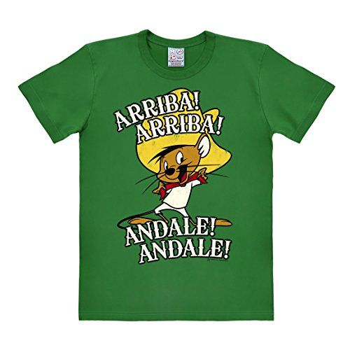 Logoshirt® Looney Tunes I Speedy Gonzalez I Arriba Andale I T-Shirt Print I Damen & Herren I kurzärmlig I grün I Lizenziertes Originaldesign I Größe M von Logoshirt
