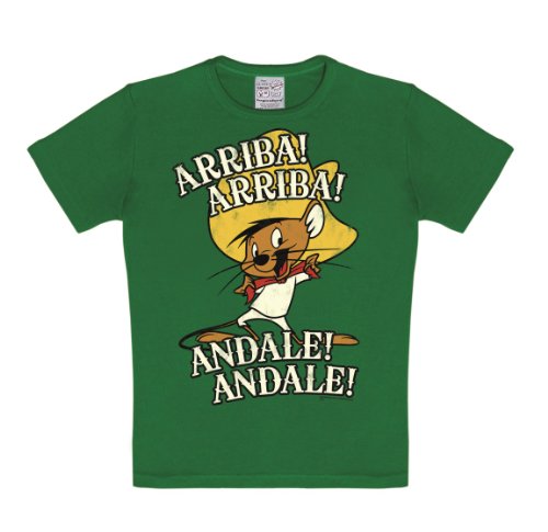 Logoshirt® Looney Tunes I Speedy Gonzalez I Arriba Andale I T-Shirt Print I Kinder I Mädchen & Jungen I kurzärmlig I grün I Lizenziertes Originaldesign I Größe 158/164 von Logoshirt