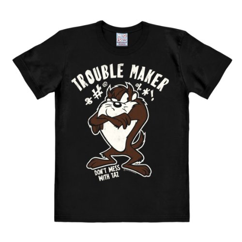 Logoshirt® Looney Tunes I Taz I Trouble Maker I T-Shirt Print I Damen & Herren I kurzärmlig I schwarz I Lizenziertes Originaldesign I Größe XL von Logoshirt