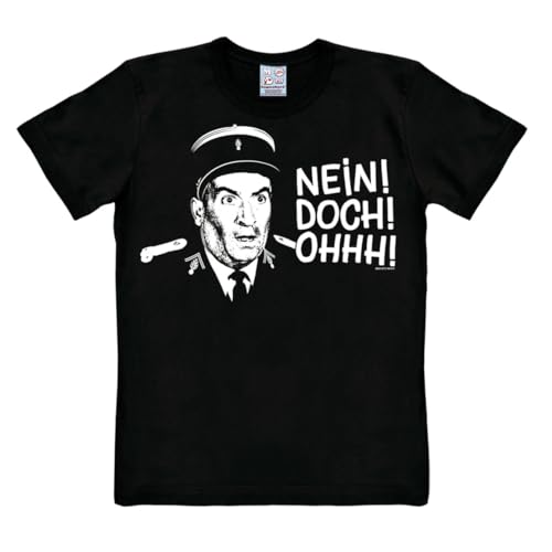 Logoshirt® Louis de Funès I Le Gendarme de Saint-Tropez I Nein! Doch! Ohhh! I T-Shirt Print I Damen & Herren I kurzärmlig I schwarz I Lizenziertes Originaldesign I Größe L von Logoshirt