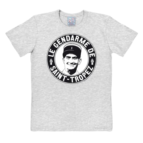 Logoshirt® Louis de Funès I Le Gendarme de Saint-Tropez I T-Shirt Print I Damen & Herren I kurzärmlig I grau-meliert I Lizenziertes Originaldesign I Größe 4XL von Logoshirt