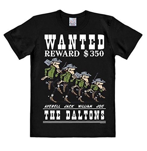 Logoshirt® Lucky Luke I Daltons I Wanted I T-Shirt Print I Damen & Herren I kurzärmlig I schwarz I Lizenziertes Originaldesign I Größe 3XL von Logoshirt