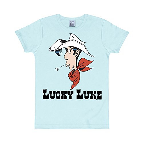 Logoshirt® Lucky Luke I Portrait I T-Shirt Print I Damen & Herren I kurzärmlig I hellblau I Lizenziertes Originaldesign I Größe XL von Logoshirt