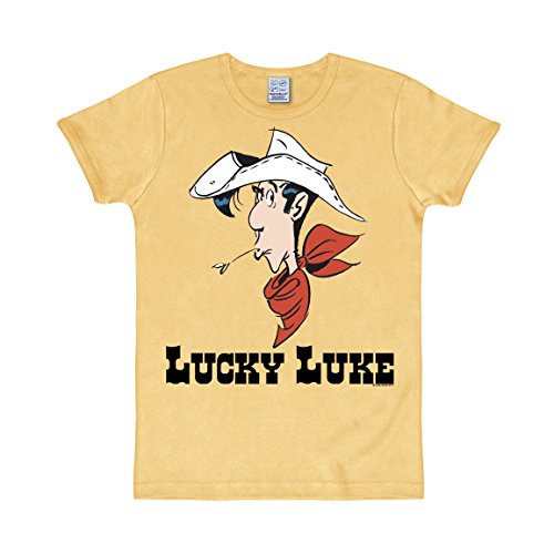 Logoshirt® Lucky Luke I Portrait I T-Shirt Print I Damen & Herren I kurzärmlig I sandgelb I Lizenziertes Originaldesign I Größe L von Logoshirt