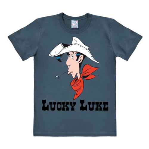 Logoshirt® Lucky Luke I Portrait I T-Shirt Print I Damen & Herren I kurzärmlig I blau I Lizenziertes Originaldesign I Größe 3XL von Logoshirt