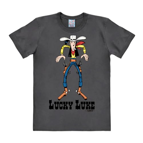 Logoshirt® Lucky Luke I Showdown I T-Shirt Print I Damen & Herren I kurzärmlig I grau I Lizenziertes Originaldesign I Größe 5XL von Logoshirt