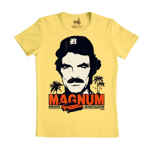 Logoshirt® Magnum P.I. I Ferrari I T-Shirt Print I Damen & Herren I kurzärmlig I gelb I Lizenziertes Originaldesign I Größe S von Logoshirt