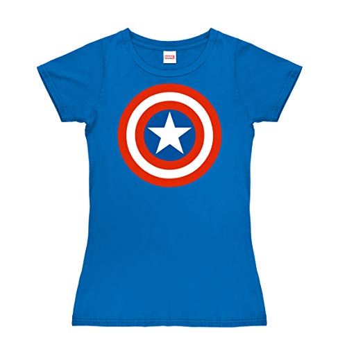 Logoshirt® Marvel Comics I Captain America Logo I T-Shirt Print I Damen I kurzärmlig I blau I Lizenziertes Originaldesign I Größe L von Logoshirt