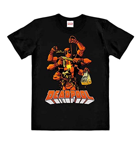 Logoshirt® Marvel Comics I Deadpool Lard-O Burger I T-Shirt Print I Damen & Herren I kurzärmlig I schwarz I Lizenziertes Originaldesign I Größe 5XL von Logoshirt