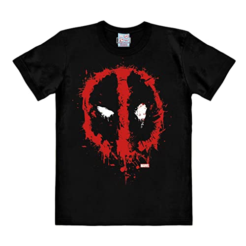 Logoshirt® Marvel Comics I Deadpool Face I T-Shirt Print I Damen & Herren I kurzärmlig I schwarz I Lizenziertes Originaldesign I Größe 3XL von Logoshirt