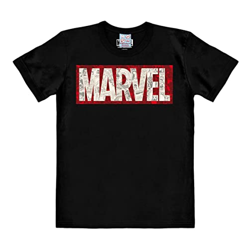 Logoshirt® Marvel Comics I Marvel Logo I Comic Block I T-Shirt Print I Damen & Herren I kurzärmlig I schwarz I Lizenziertes Originaldesign I Größe L von Logoshirt