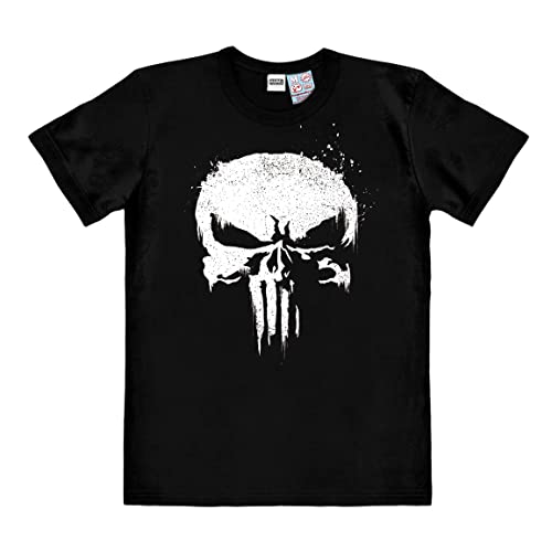 Logoshirt® Marvel Comics I Punisher Logo I TV Skull I T-Shirt Print I Damen & Herren I kurzärmlig I schwarz I Lizenziertes Originaldesign I Größe XS von Logoshirt