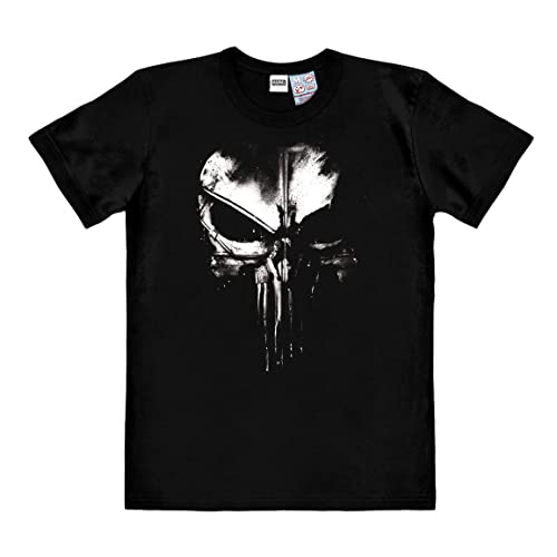 Logoshirt® Marvel Comics I Punisher Logo I Techno Skull I T-Shirt Print I Damen & Herren I kurzärmlig I schwarz I Lizenziertes Originaldesign I Größe S von Logoshirt