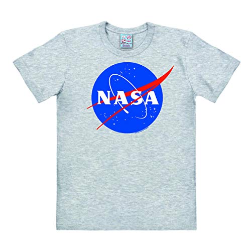 Logoshirt® NASA Logo I T-Shirt Print I Damen & Herren I kurzärmlig I grau-meliert I Lizenziertes Originaldesign I Größe S von Logoshirt