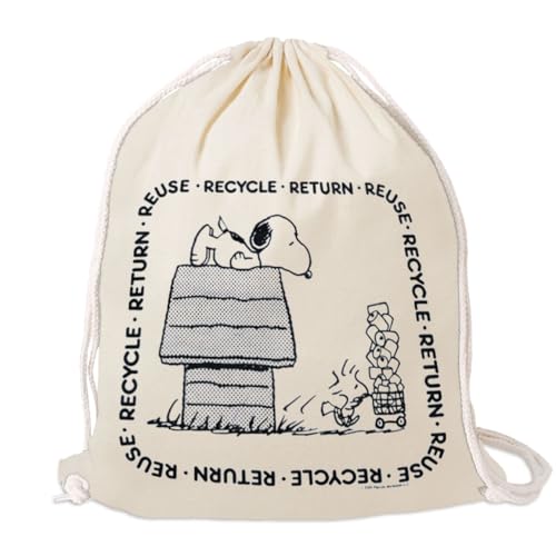 Logoshirt® Peanuts I Reuse, Recycle, Return I Stoffbeutel I bedruckt I natur I AZO-free I stabiler Kordelzug I Lizenziertes Design von Logoshirt