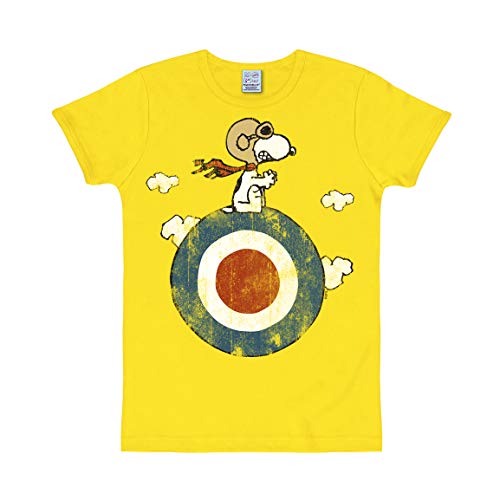 Logoshirt® Peanuts I Snoopy I Pilot I Target I T-Shirt Print I Damen & Herren I kurzärmlig I gelb I Lizenziertes Originaldesign I Größe M von Logoshirt
