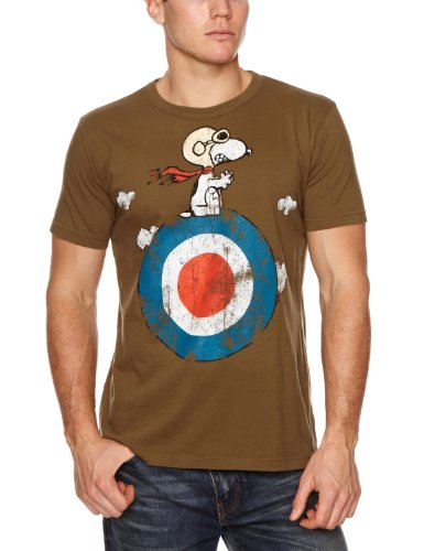 Logoshirt® Peanuts I Snoopy I Pilot I Target I T-Shirt Print I Damen & Herren I kurzärmlig I olivgrün I Lizenziertes Originaldesign I Größe M von Logoshirt