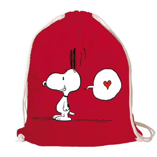 Logoshirt® Peanuts I Snoopy In Love I Stoffbeutel I bedruckt I rot I AZO-free I stabiler Kordelzug I Lizenziertes Design von Logoshirt