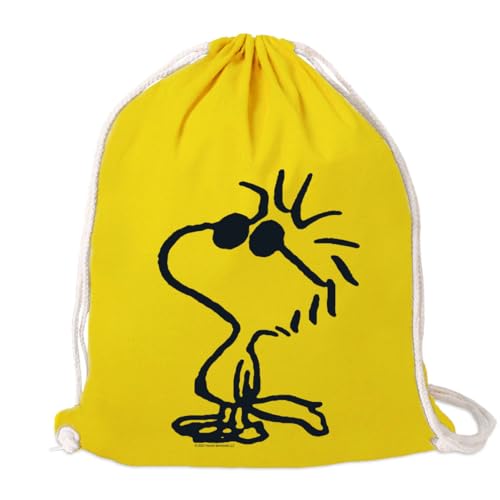 Logoshirt® Peanuts I Woodstock I Sunglasses I Stoffbeutel I bedruckt I gelb I AZO-free I stabiler Kordelzug I Lizenziertes Design von Logoshirt