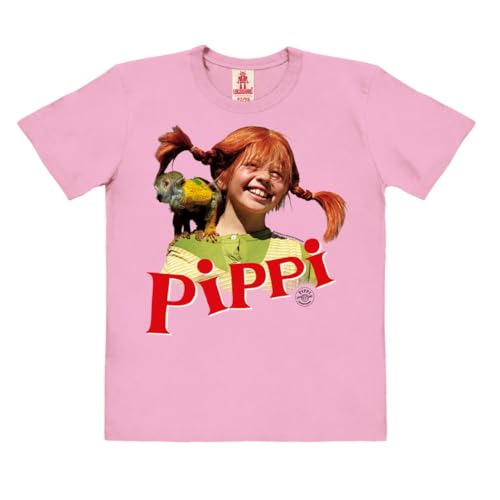 Logoshirt®️ Pippi Langstrumpf I Herr Nilsson I Bio T-Shirt Print I Kinder I Mädchen & Jungen I kurzärmlig I rosa I Lizenziertes Originaldesign I Größe 104 von Logoshirt