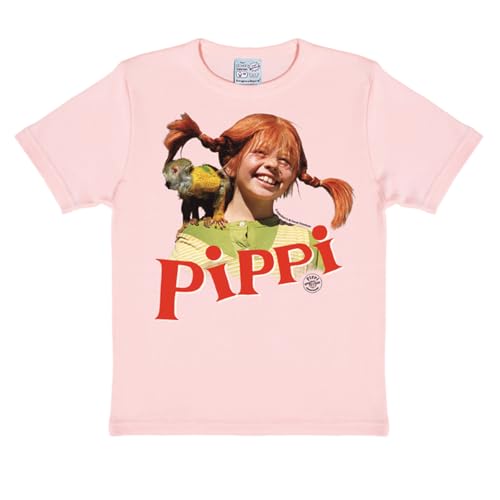 Logoshirt® Pippi Langstrumpf & Herr Nilsson I T-Shirt Print I Kinder I Mädchen I Jungen I kurzärmlig I Hellrosa I Lizenziertes Originaldesign; Größe 170/176 von Logoshirt