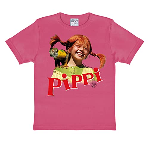 Logoshirt® Pippi Langstrumpf & Herr Nilsson I T-Shirt Print I Kinder I Mädchen I Jungen I kurzärmlig I pink I Lizenziertes Originaldesign; Größe 158/164 von Logoshirt