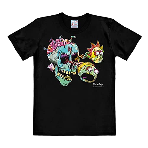 Logoshirt® Rick and Morty I Eyeball Skull | T-Shirt Print | Damen & Herren | kurzärmlig | schwarz | Lizenziertes Originaldesign | Größe XXL von Logoshirt