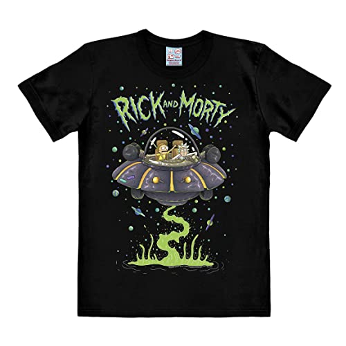 Logoshirt® Rick and Morty I Raumschiff Space Cruiser I T-Shirt Print I Damen & Herren I kurzärmlig I schwarz I Lizenziertes Originaldesign I Größe XXL von Logoshirt