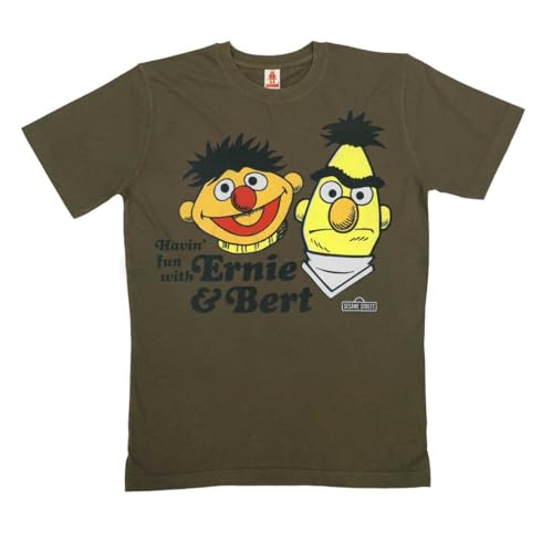Logoshirt® Sesamstrasse I Ernie & Bert I Havin' Fun I T-Shirt Print I Bio I Damen & Herren I kurzärmlig I grün I Lizenziertes Originaldesign I Größe XXL von Logoshirt