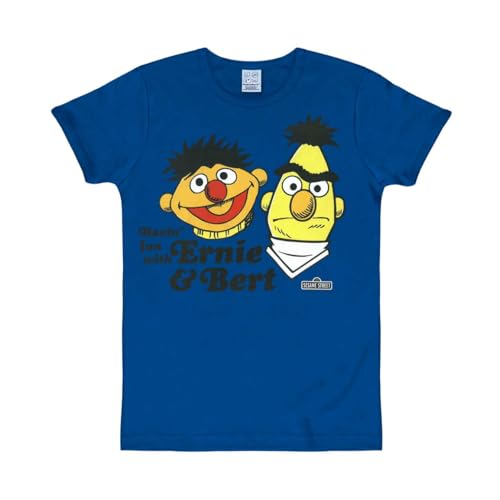 Logoshirt® Sesamstrasse I Ernie & Bert I Havin' Fun I T-Shirt Print I Damen & Herren I kurzärmlig I blau I Lizenziertes Originaldesign I Größe L von Logoshirt