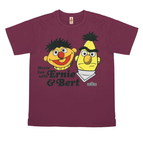 Logoshirt® Sesamstrasse I Ernie & Bert I Havin' Fun I Vintage T-Shirt Print I Damen & Herren I kurzärmlig I lila I Lizenziertes Originaldesign I Größe XL von Logoshirt