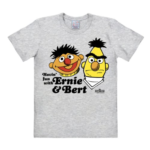 Logoshirt® Sesamstraße I Ernie und Bert I T-Shirt Print I Damen & Herren I kurzärmlig I grau-meliert I Lizenziertes Originaldesign I Größe 3XL von Logoshirt