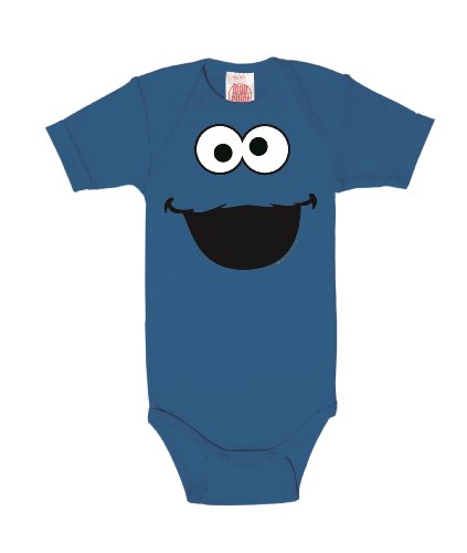 Logoshirt® Sesamstrasse I Krümelmonster I Gesicht I Baby Body Print I Kurzarm I Kleinkind I Mädchen & Jungen I blau I Lizenziertes Originaldesign I Größe 74/80 von Logoshirt