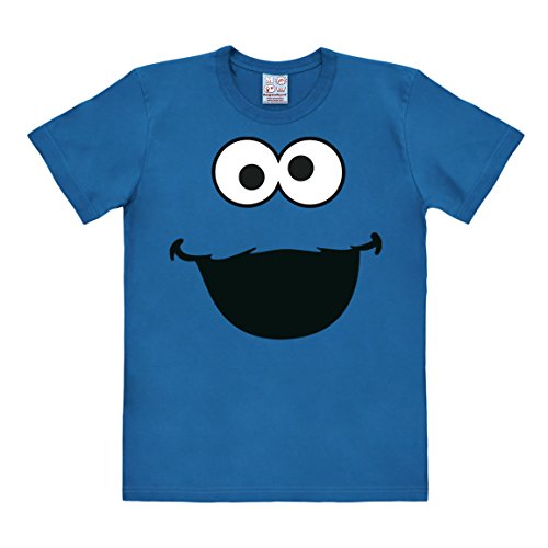 Logoshirt® Sesamstrasse I Krümelmonster Gesicht l T-Shirt Print I Damen & Herren I kurzärmlig I blau I Lizenziertes Originaldesign I Größe XS von Logoshirt