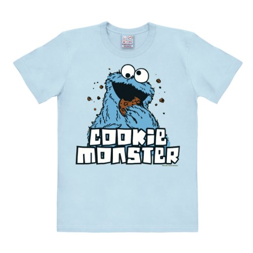Logoshirt® Sesamstraße I Krümelmonster I Cookie Monster I T-Shirt Print I Damen & Herren I kurzärmlig I hellblau I Lizenziertes Originaldesign I Größe 5XL von Logoshirt